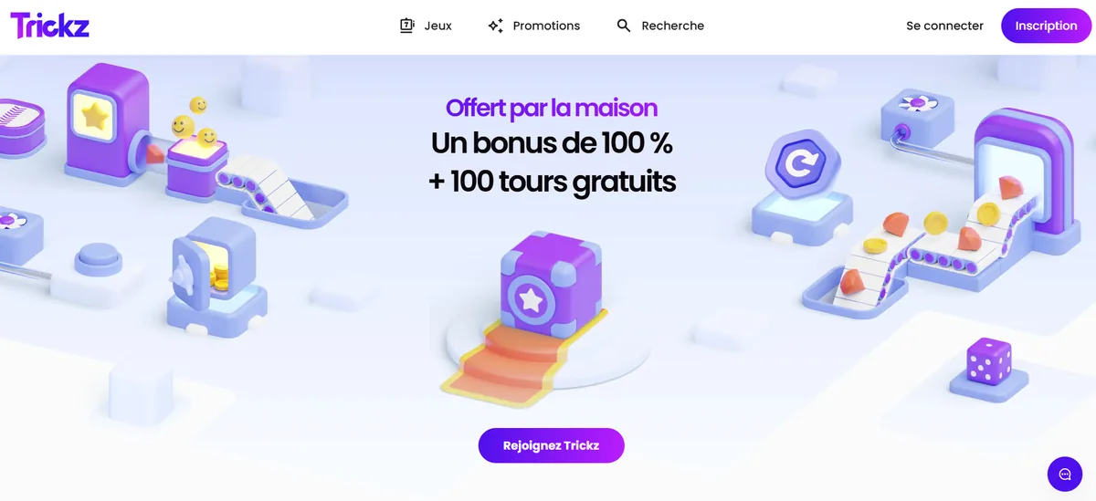 Page d'accueil de Trickz, meilleur casino petit dépôt