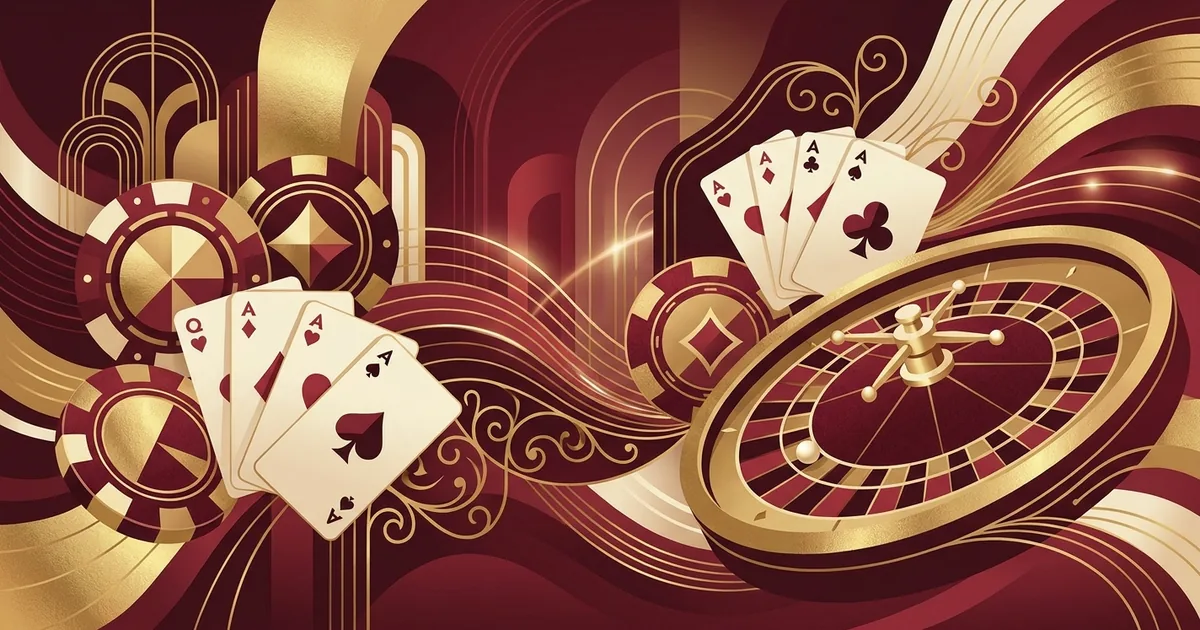 Illustration de jetons de casino, cartes et roulette